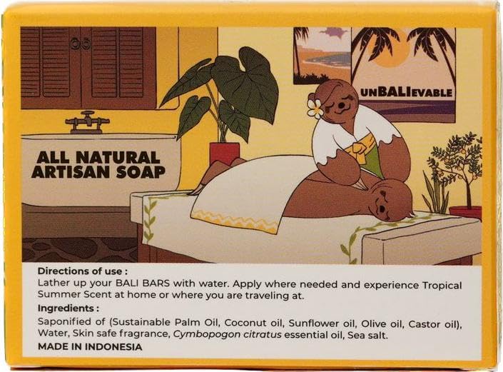 Bali Bars Natural Soap Bar For Men and Women Dry Sensitive Skin - Vegan Handmade Artisan All Natural Soap For Face, Hand And Body, Variety Scents of 6pcs (4.5oz Each Bars) Cold Process, Gift Set