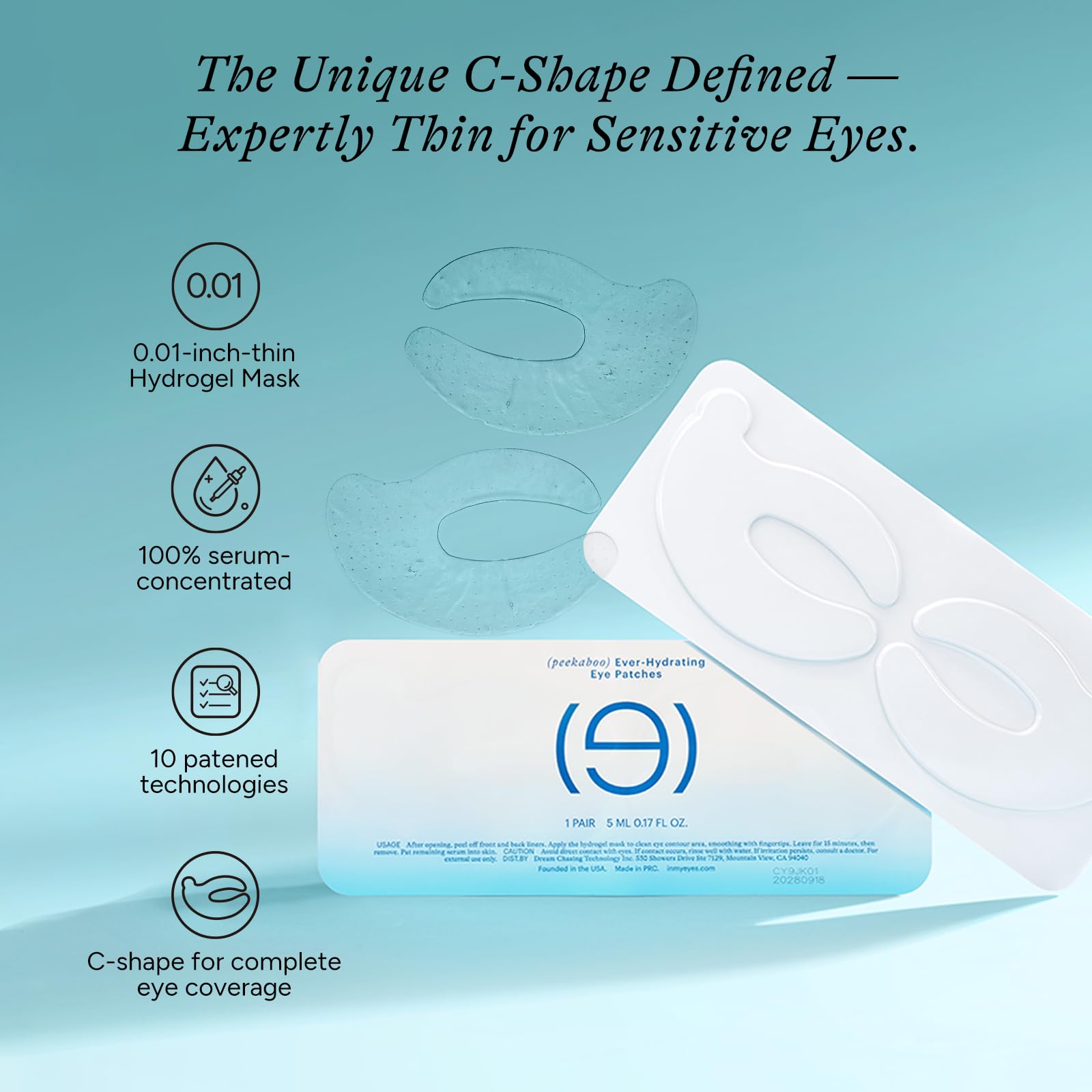 Caffeine & Hyaluronic Acid Under Eye Patches - 5 Pairs, 360° Coverage Targets Dark Circles, Puffy Eyes, Fine Lines & Eye Bags Hydrating Restoring Gel Eye Masks (PRO)