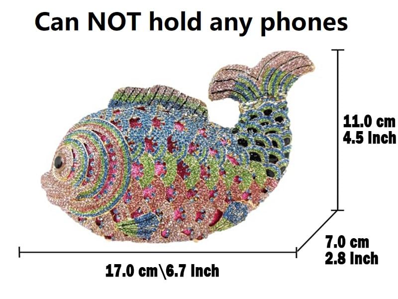 Boutique De FGG Fish Crystal Clutch Purse Formal Evening Bags Women Prom Clutch Bag Wedding Party Rhinestone Handbags,Mini,Multi Orange