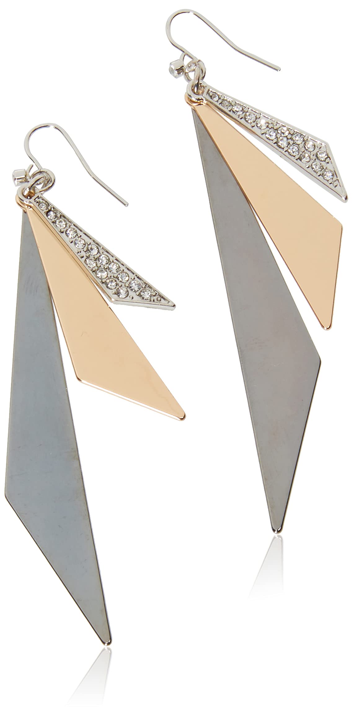 GUESS "Basic" Mixed Metal Linear Triangles Drop Earrings