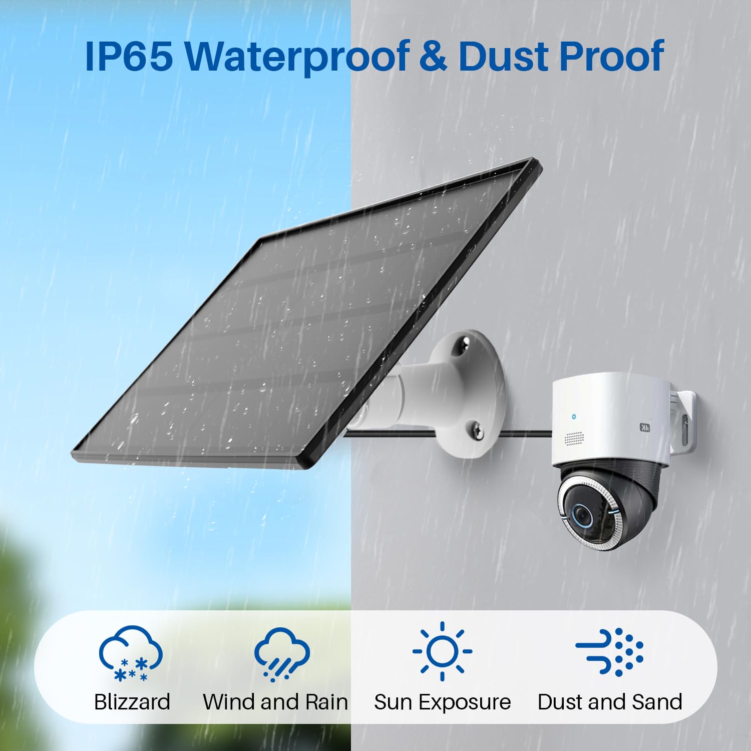 Solar Panel for Ring Camera - 5W Solar Charger with Power Pack Compatible with Most Blink Reolink Cameras Doorbell IP65 Waterproof, 10FT Cable with USB-C to Ring Barrel Plug Micro USB Adapter