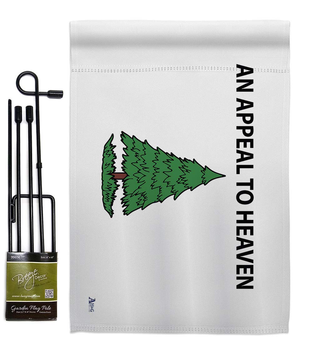 AN Appeal To Heaven Garden Flag - Set with Stand Patriotic Historic July Memorial Veteran Independence United State American - House Banner Small Yard Gift Double-Sided Made In USA ,13 X 18.5 Inches