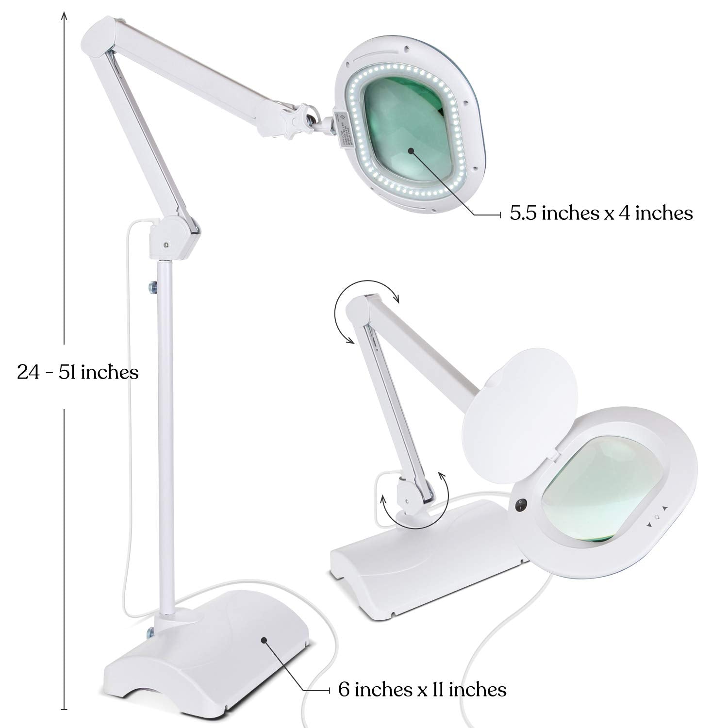 Brightech LightView Pro 2 in 1 Magnifying Floor Lamp & Table Lamp - Hands Free Magnifier with Bright LED Light for Reading - Work Light with Flexible Gooseneck - Standing Mag Lamp