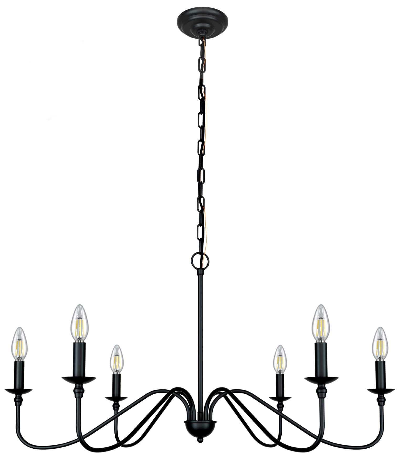 Black Chandelier RC Ceiling Light Fixture -6 Light 36 inches-Modern Farmhouse Apply to Chandeliers for Dining Room Lighting,Living Room,Bedroom,Foyer