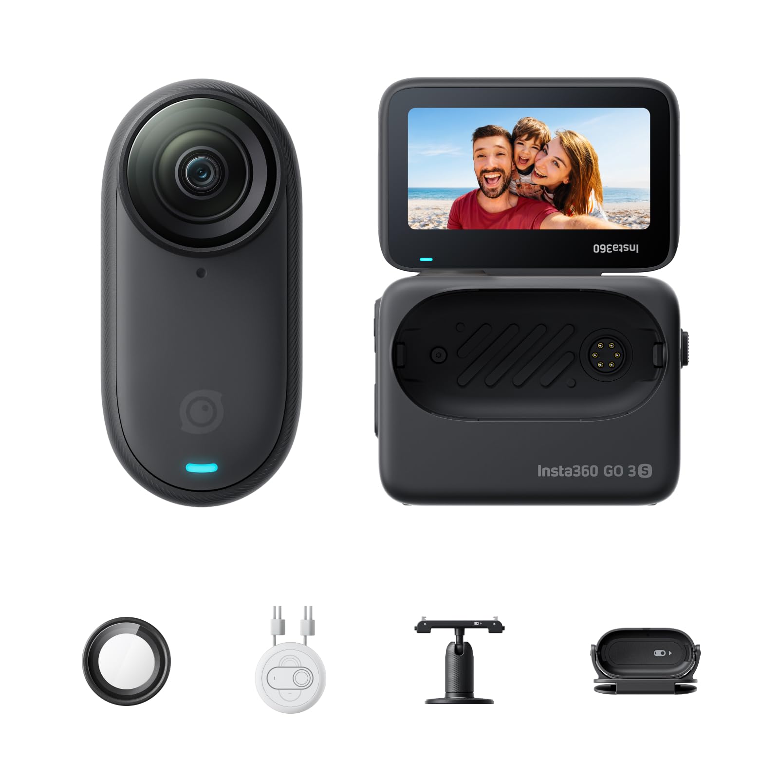 Insta360 GO 3S - 128 GB Black 4K Tiny Portable Vlogging Camera, Hands-Free POVs, Mount Anywhere, Stabilization, 140 Min Battery Life, 10m Waterproof, Pet POV