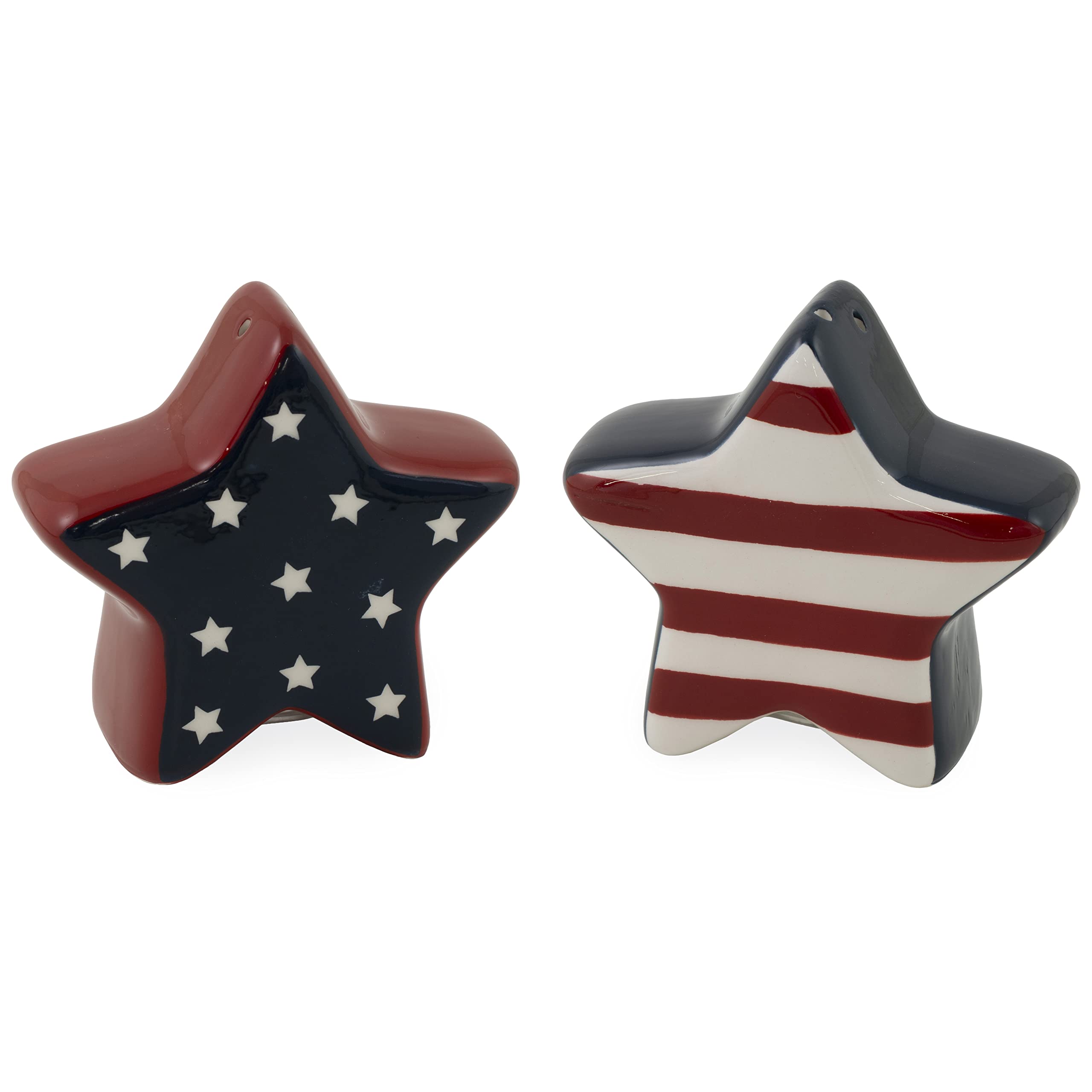 Boston International Patriotic 4th of July Table Décor Ceramic Salt & Pepper Shakers, Set of 2, One Flag One Nation