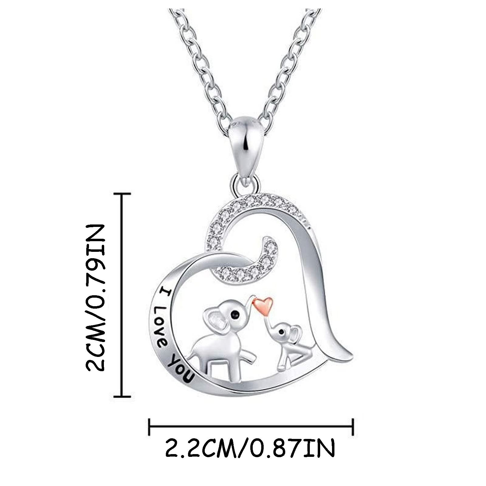 Valentines Day Gifts Elephant Pendant Heart Necklaces for Women I Love You Forever Diamond Necklace for Her Mom Wife Mother's Day Gift Amazon Haul Items