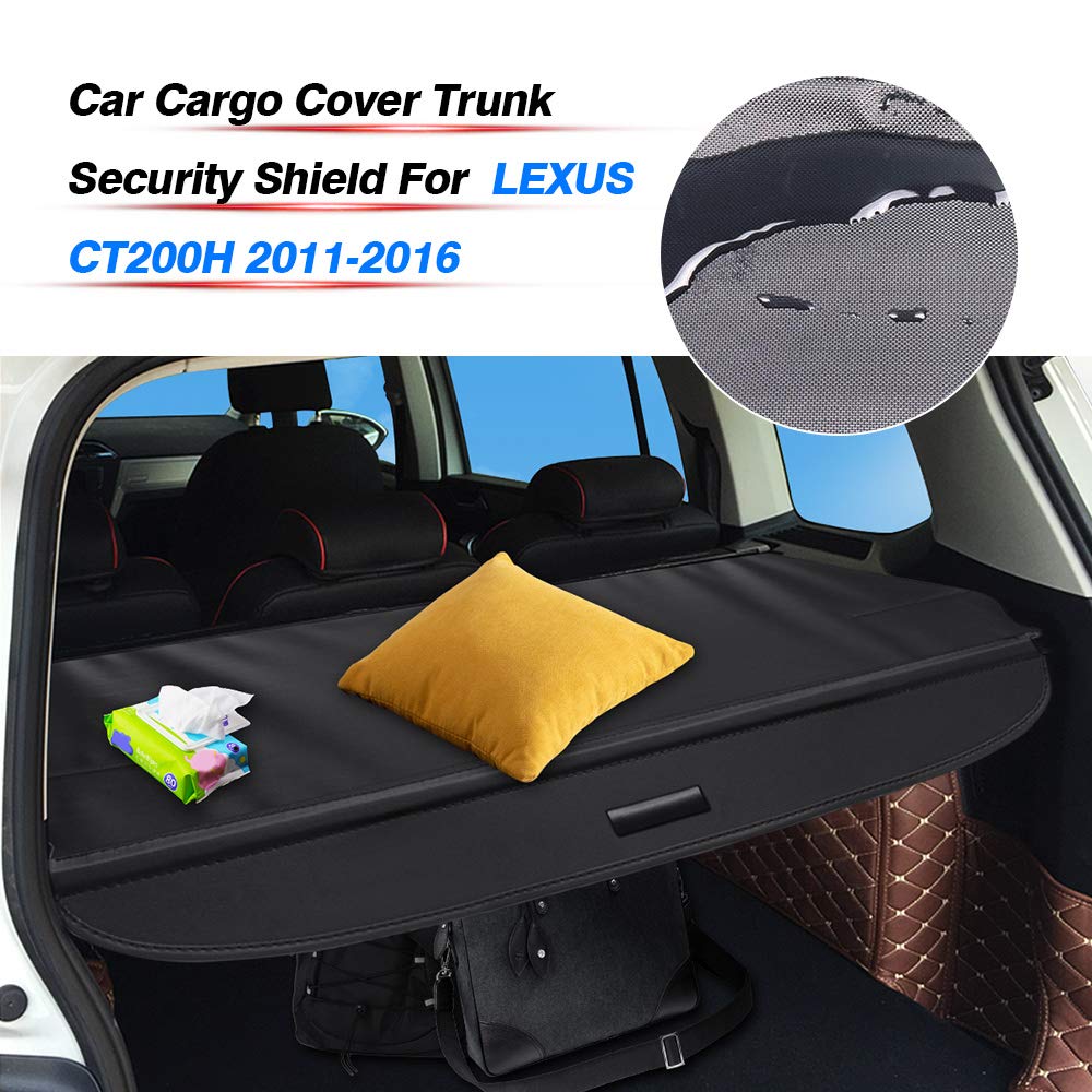 Powerty Cargo Cover for 2011-2016 2017 Lexus CT200h Accessories Trunk Cover Retractable Trunk Shielding Shade Cargo Luggage Cover Black