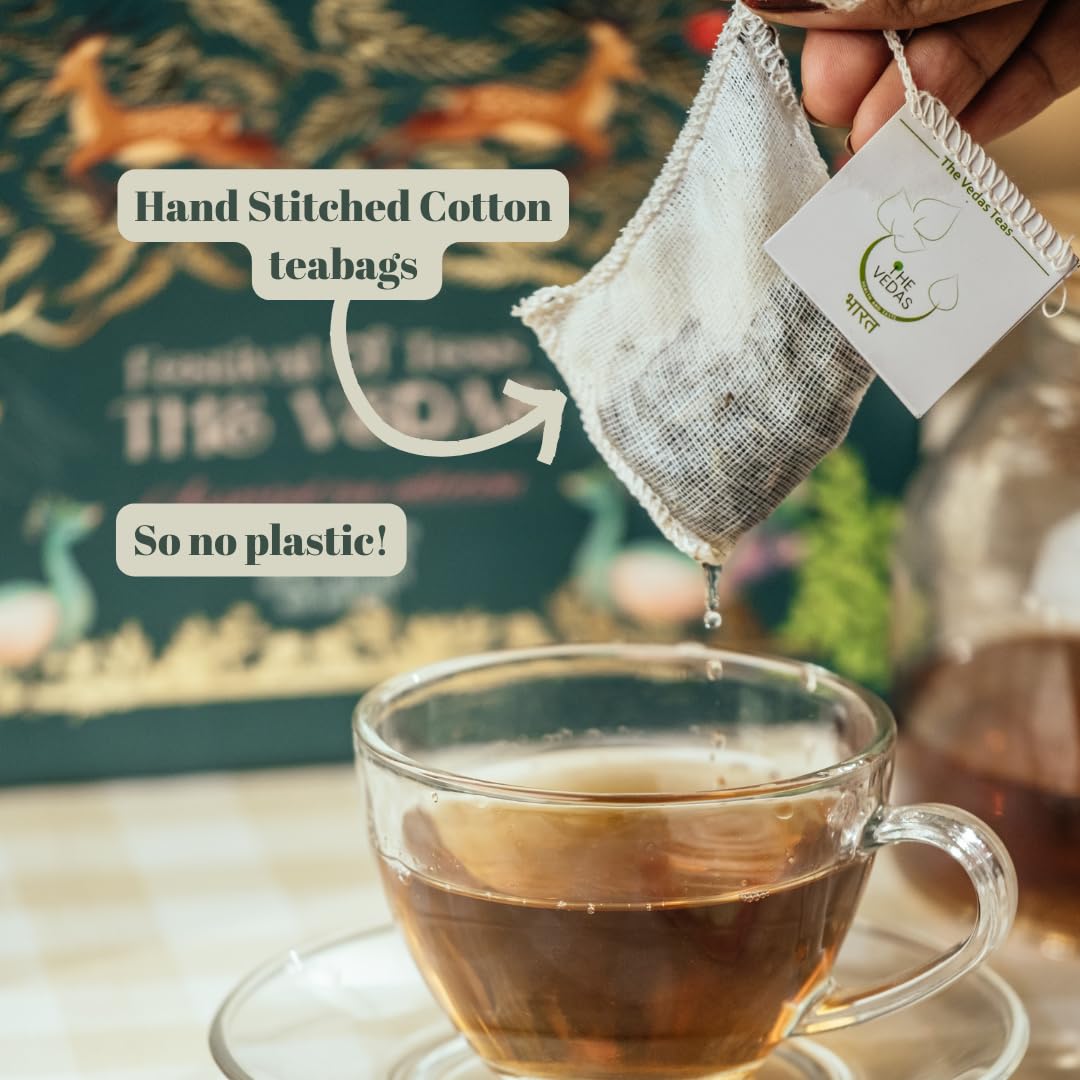 The Vedas Book of Tea Collection | Assorted Tea Bags | Mother's Day Gift Set | 12 Exotic Herbal Blends | 4 Units Each, Total 48 | Best for Corporate Gifting | Gift Hamper