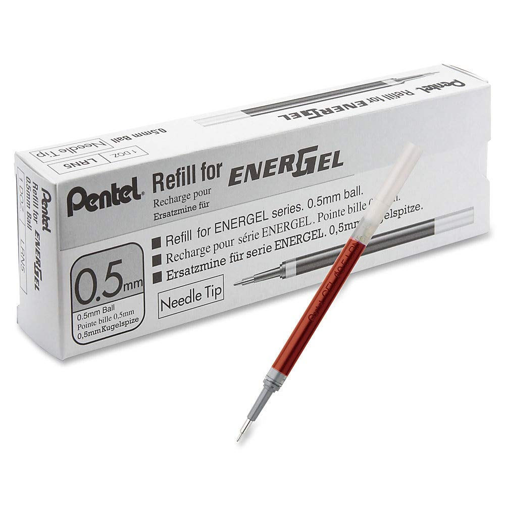 Pentel Refill Ink for EnerGel Liquid Gel Pen, 0.5mm, Needle Tip, Red Ink, 1-Pack (LRN5-B)