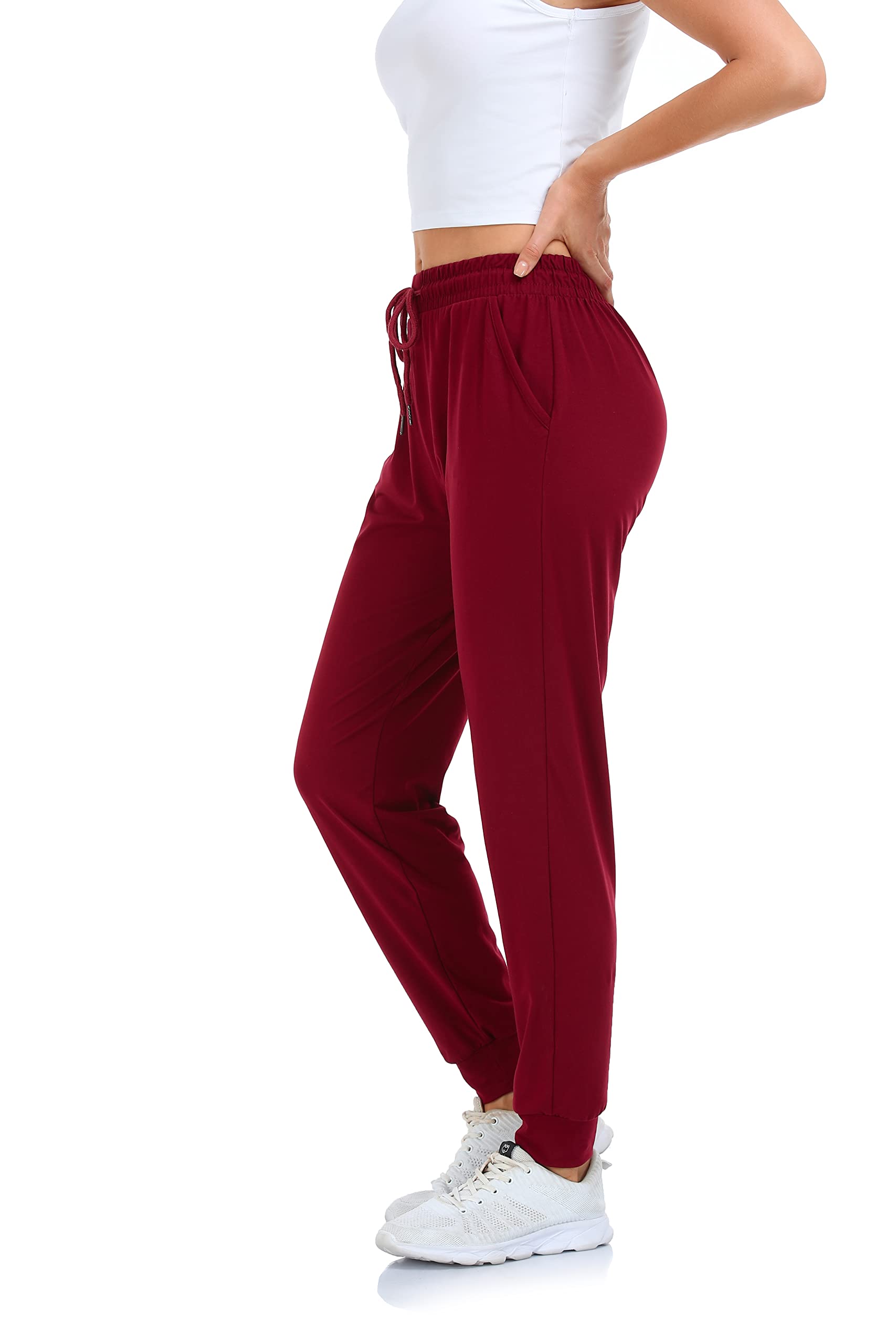 Mgput 4 PCS Women's Joggers Pants with Pockets-Women Lightweight Sweatpants for Running Yoga Athletic Casual Pants(TYP601-S/M-B/MGR/GR/BUR