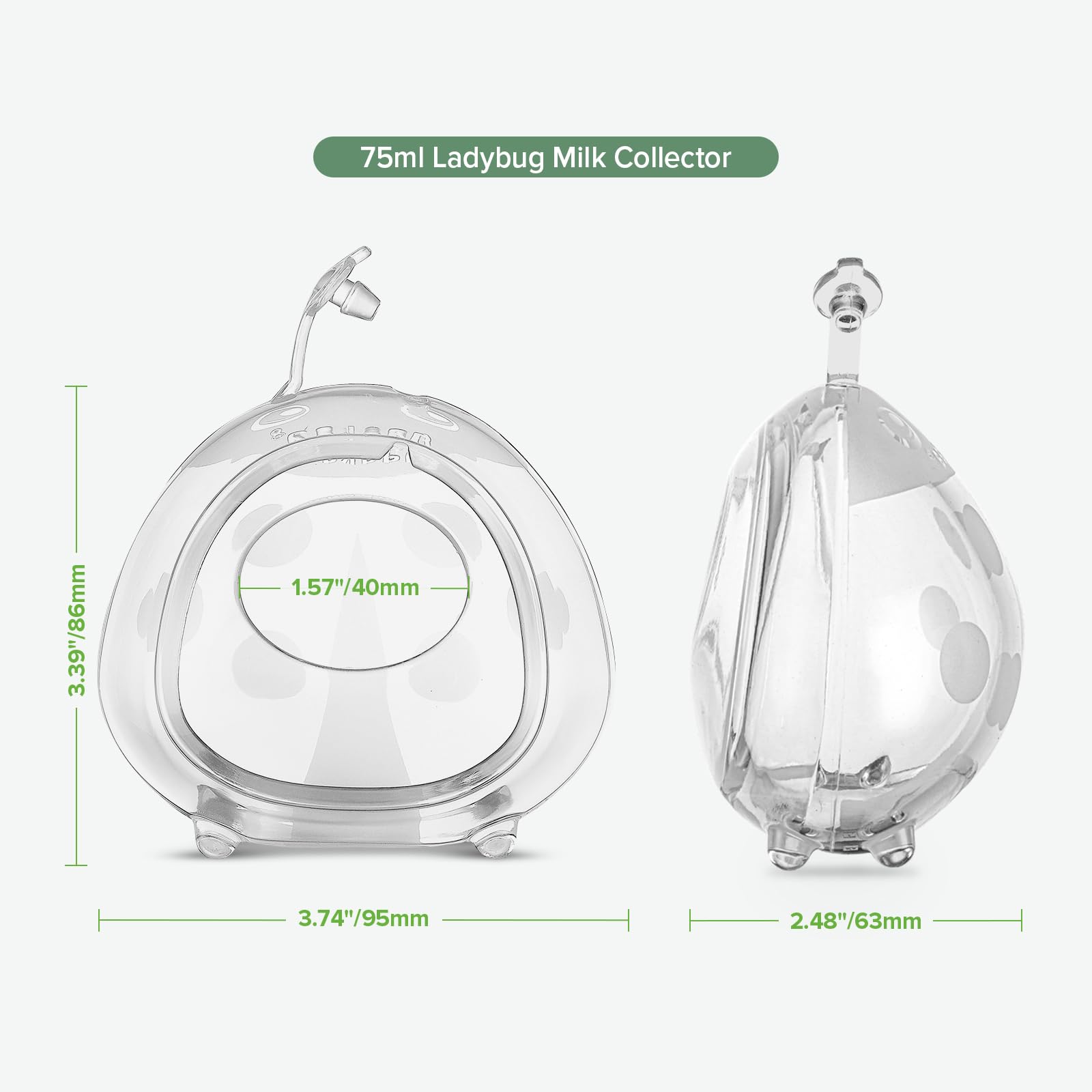 haakaa Ladybug Silicone Breast Milk Collector - Breast Shells Nursing Cup for Breastfeeding, Protect Sore Nipples, Extra-Soft and Reusable, 2.5oz/75ml, 1PC