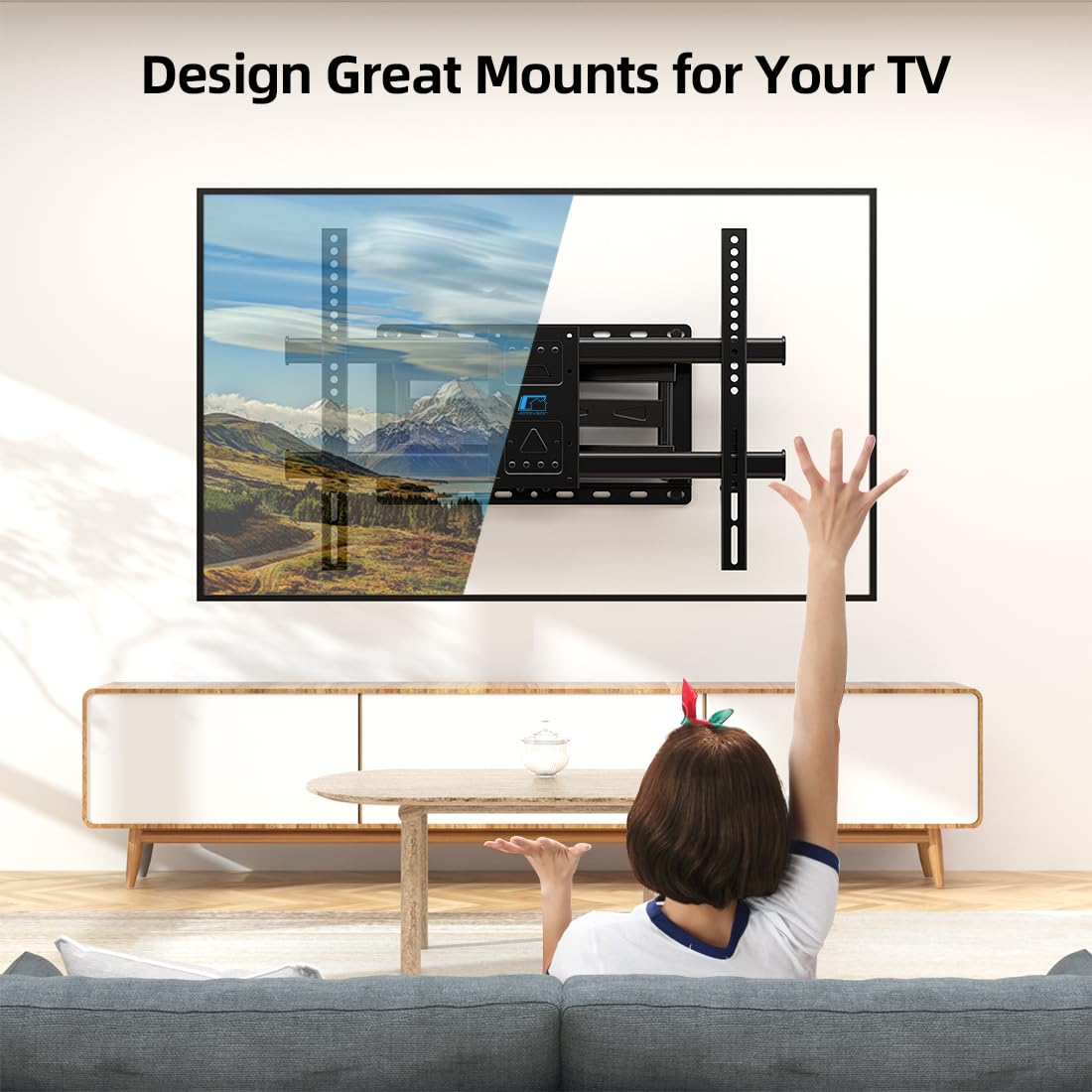 HOME VISION Full Motion TV Wall Mount for Most 32-85 inch TVs up to132lbs, Wall Mount TV Bracket Dual Articulating Arms, Swivel, Tilting, Leveling TV Mount, Max VESA 600x400mm, Fits 8"12"16" Wood Stud