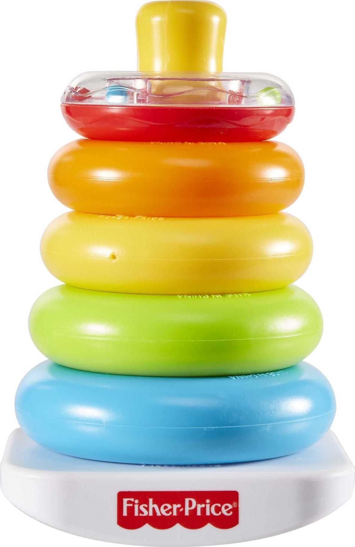 Fisher-Price Baby Stacking Toy Rock-A-Stack, Roly-Poly Base with 5 Colorful Rings for Ages 6+ Months