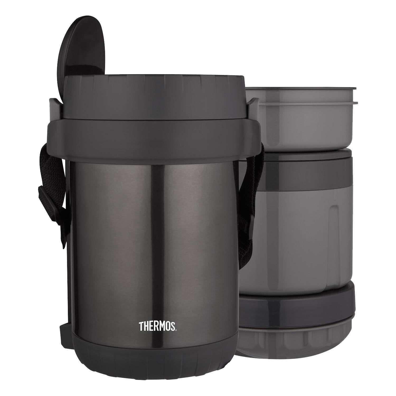 THERMOS All-In-One Vacuum Insulated Stainless Steel Meal Carrier with Spoon, Smoke