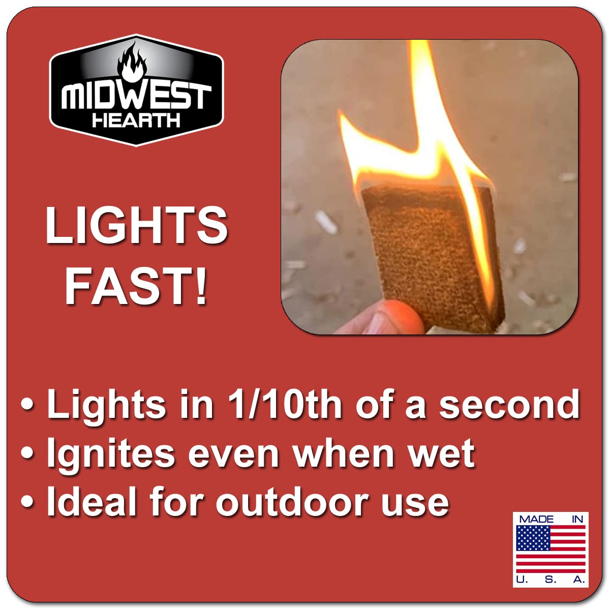 Midwest Hearth Fire Starter Squares Quick-Light (144-count) Made in USA