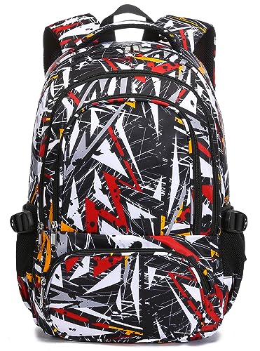 BLUEFAIRY Kids Backpack for Boys Elementary Primary Middle School Book Bags Bookbags Back to School Bags Large Compartment Mochila Escolar para Niños de 8-10 Triangle Black 17”