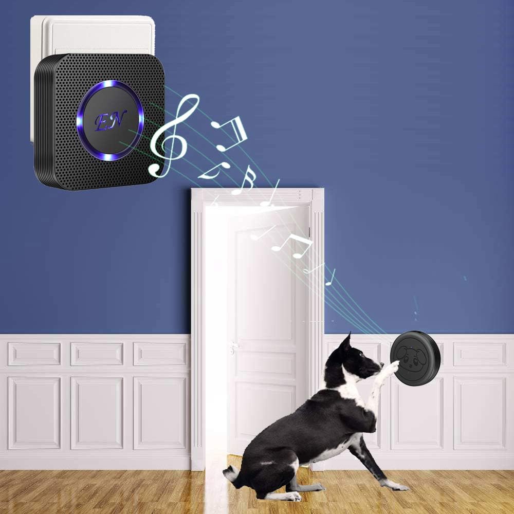 EverNary Dog Door Bell,Smart Wireless Dog Doorbells for Potty Training, Dog Bells with Waterproof Touch Button, Door Bell for Dogs to Go Outside (1 Receiver and 1 Transmitter), Black