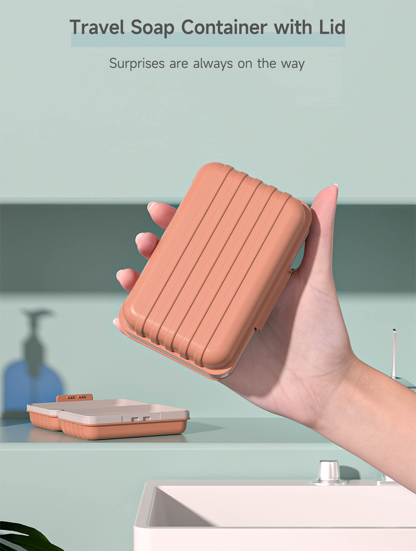 Doter Travel Soap Dish with Lid - Draining Soap Bar Holder - Travel Soap Container - Portable Soap Case for Traveling, Camping, Outdoor, Gym, Bathroom,Travel Essentials