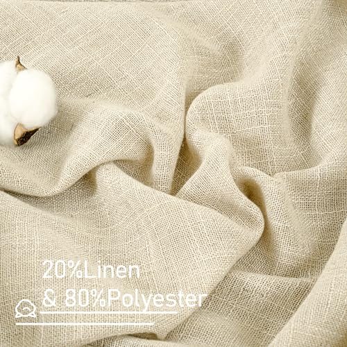 LAMIT Grey Linen Curtains 95 inch for Living Room, Semi Sheer Light Filtering Boho Window Textured Burlap Drapes with Bronze Grommet for Bedroom Farmhouse, 2 Panels Set, 52 x 95 Inch