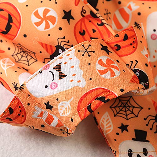 OCHENTA Boys Halloween Shirt Button Down Shirt Long Sleeve Pumpkin Owl Print Hawaiian Tops 5 White Tag 100CM - 2T