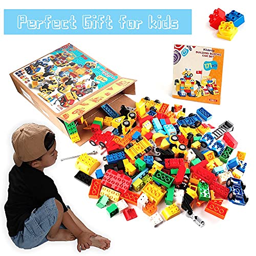 Klobroz Building Blocks for Toddlers 2-5, 171 Pieces Building Blocks Car Set for Kids Classic Large Building Bricks Compatible with All Major Brands Educational Toys Blocks for All Ages