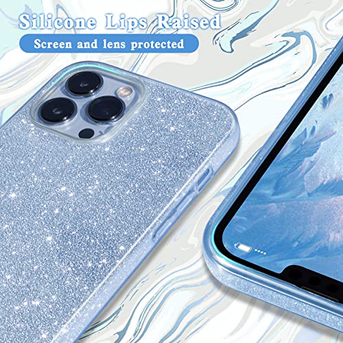 MATEPROX Compatible with iPhone 13 Pro Max Case Bling Sparkle Cute Girls Women Protective Cases Cover for iPhone 13 Pro Max 6.7" 2021(Blue)