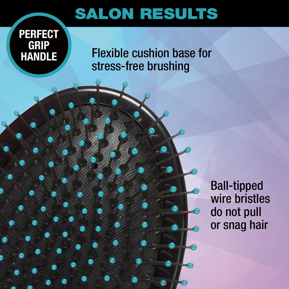 Conair Salon Results Hairbrush for Men and Women - Detangling Hair brush - Hairbrush for all hair types - Wire Bristles and Cushion Base