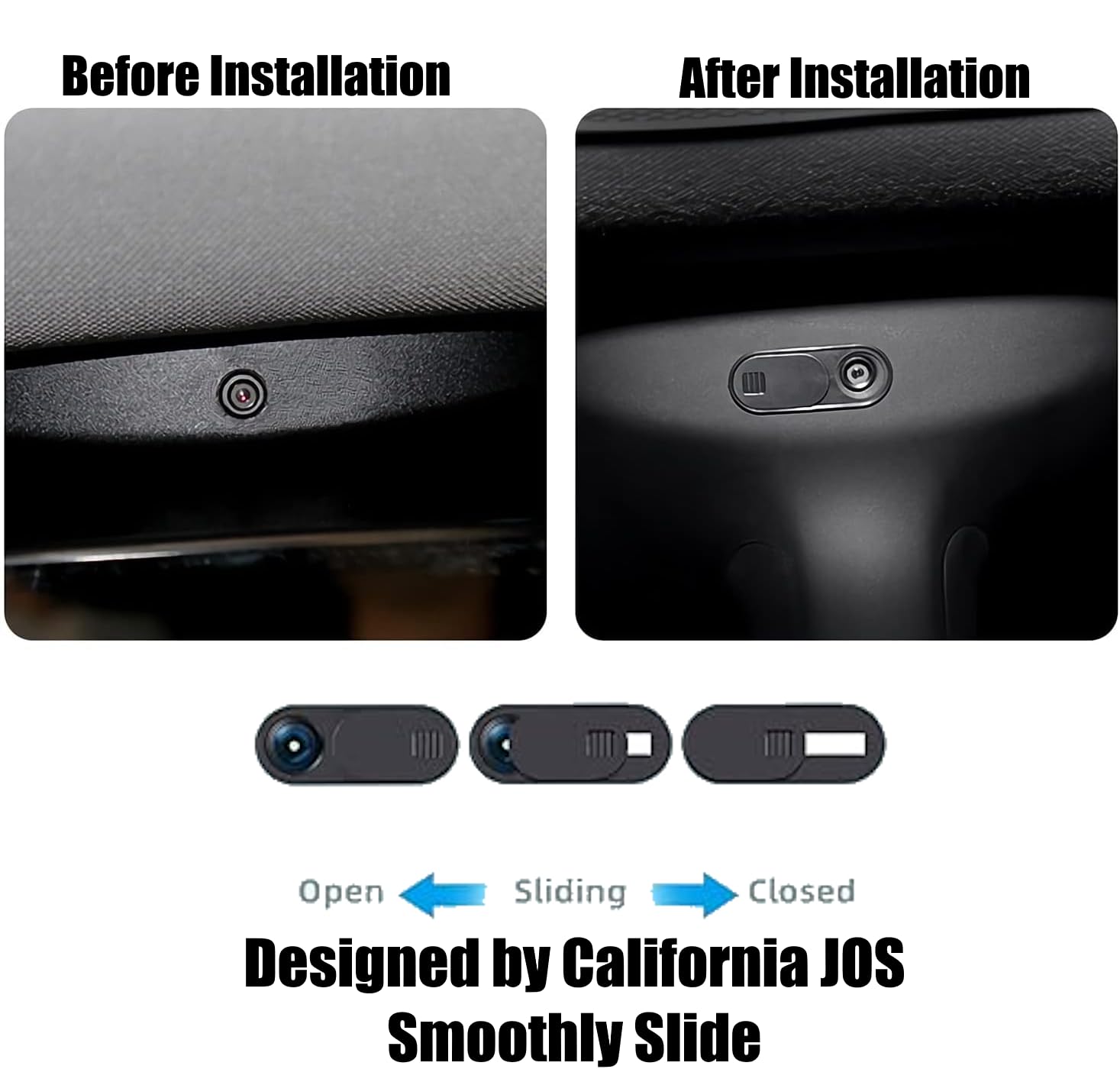 JOS (California Webcam Cover Slide for Tesla Model 3 Y X S Interior Cabin Camera; Ultra-Thin Camera Blocker Protector to Protect Privacy