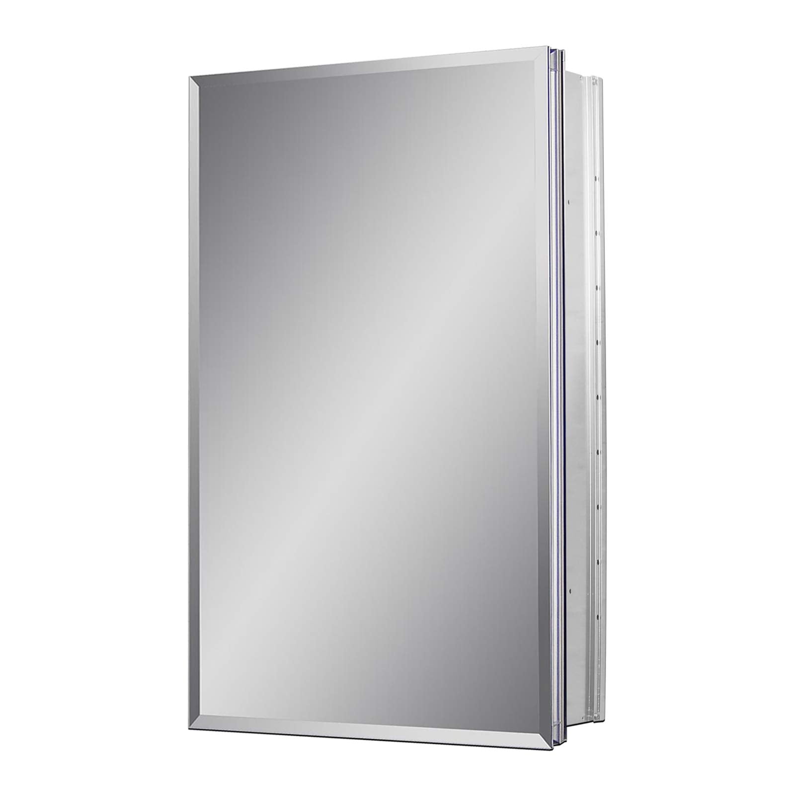 Fundin Aluminum Bathroom Mirror Cabinet Recess Mount Only, with Framless Double Sided Mirror Door, 15 Inch x 24 Inch