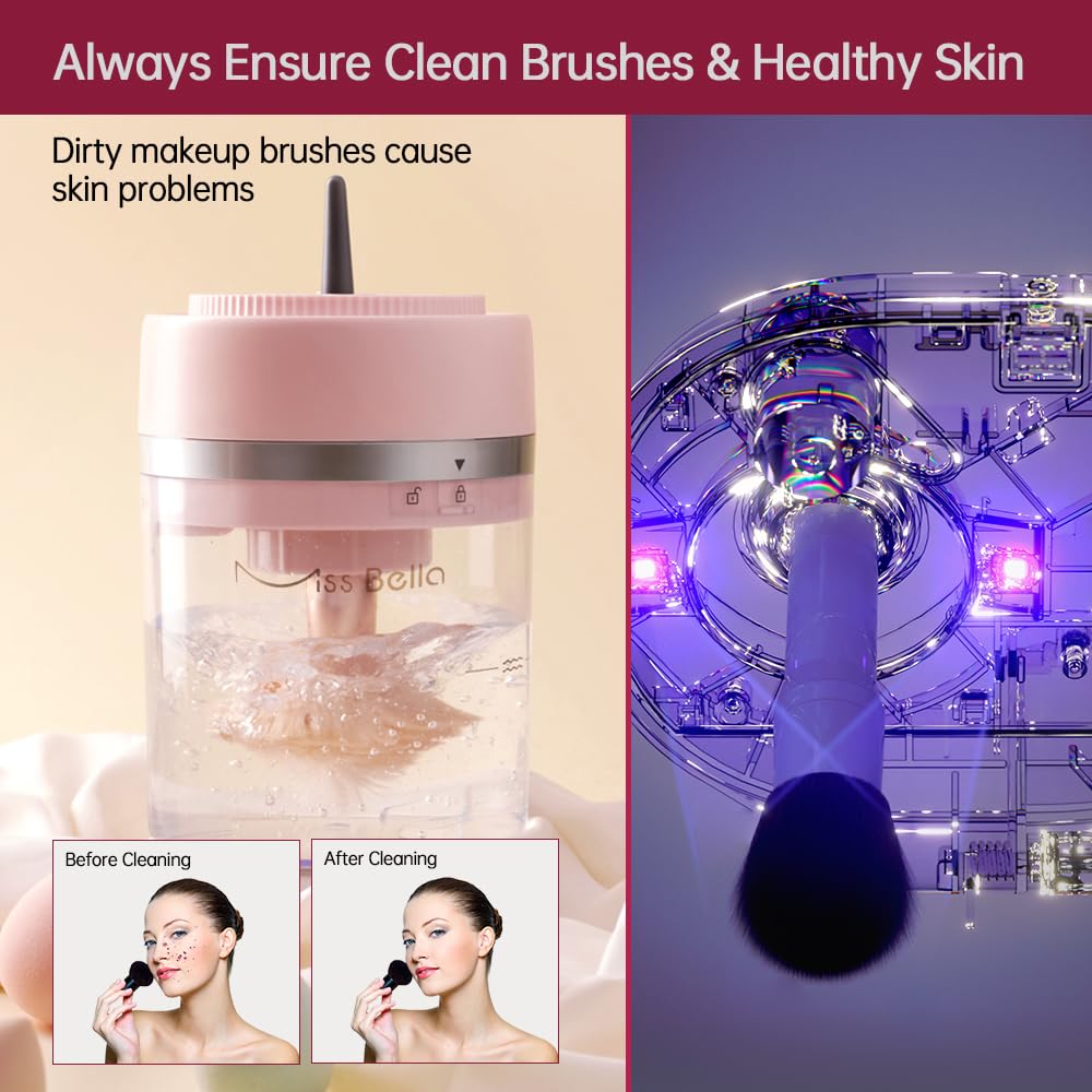 Electric Makeup Brush Cleaner Dryer Machine, USB Charging Portable Automatic Cosmetics Brushes Makeup Sponges Washing Cleaning Self-Drying Machine, BBC02-Pro