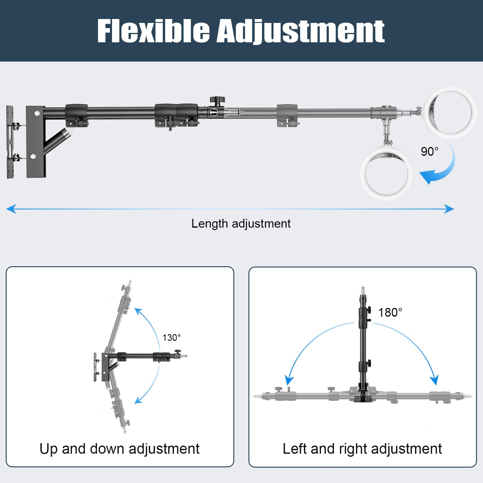 Anautin Ring Light Mount - Wall Mount Triangle Boom Arm.43inch/110cm