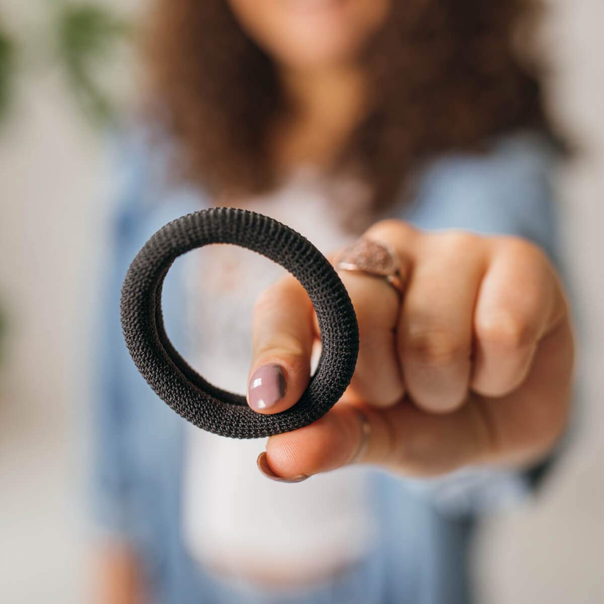 Burlybands Large Hair Ties for Thick, Heavy or Curly Hair - Non-Slip, Non-Damage, Seamless Women's Ponytail Scrunchies - Black, 8 Pcs