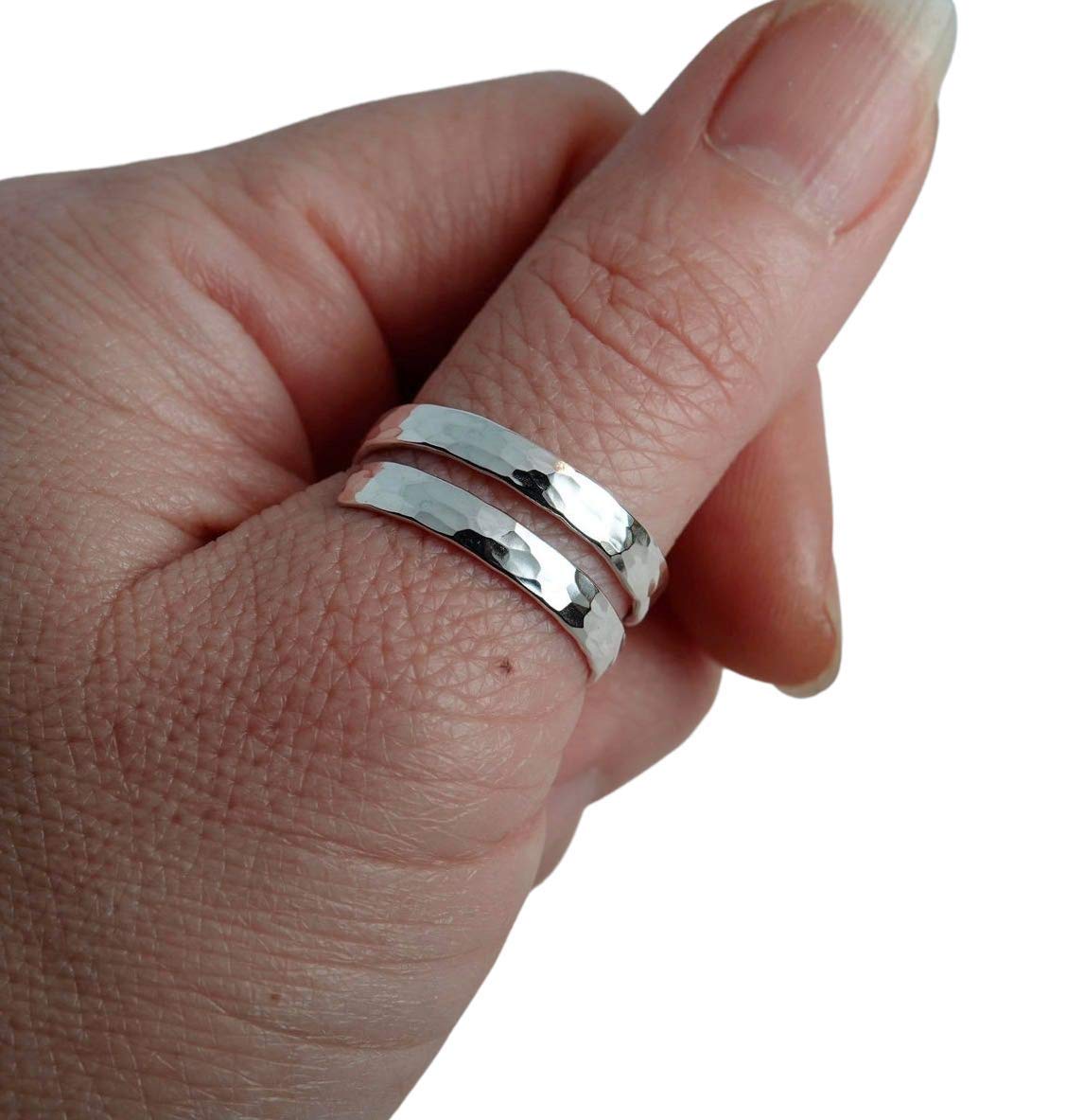 Adjustable Hammered Silver Thumb Ring