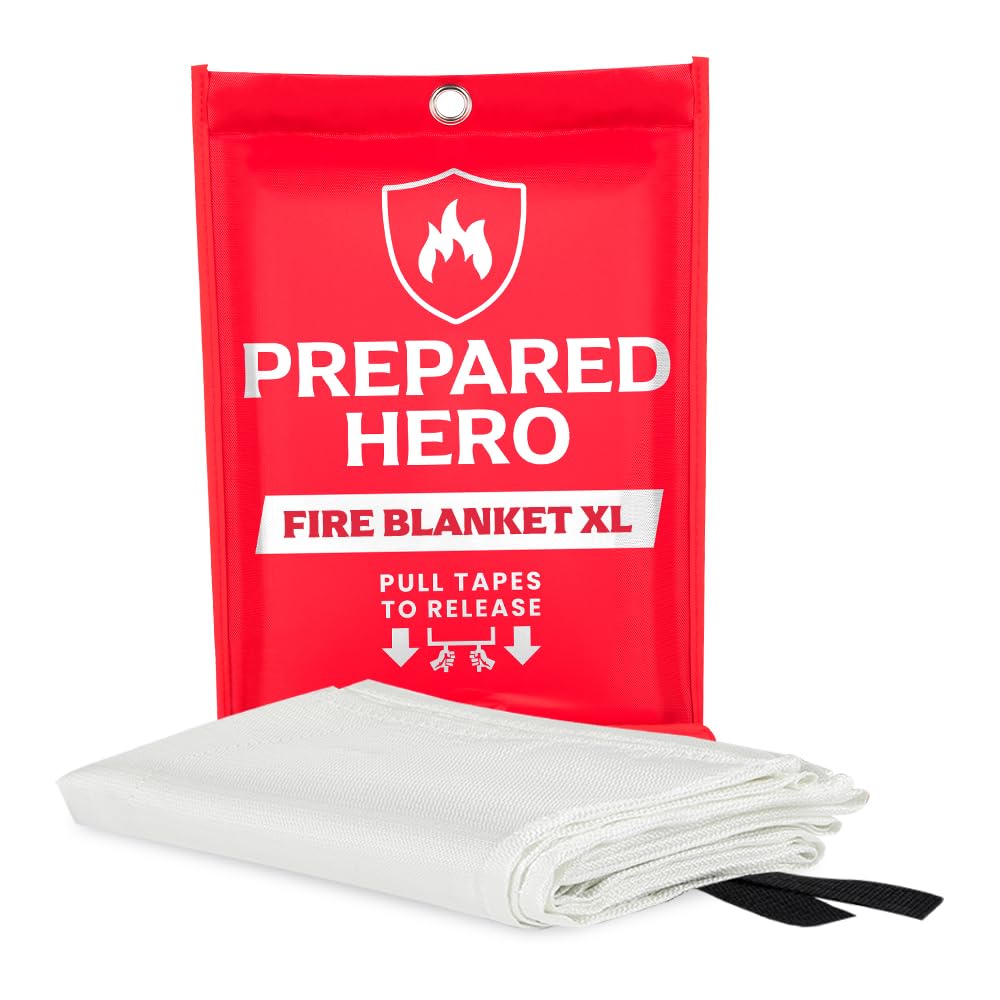 Prepared Hero Extra Large Emergency Fire Blanket - 1 Pack - Extra Large Fire Suppression Blanket for Kitchen, 47” x 71” XL Fire Blanket for Home, Fiberglass Fire Blanket, XL