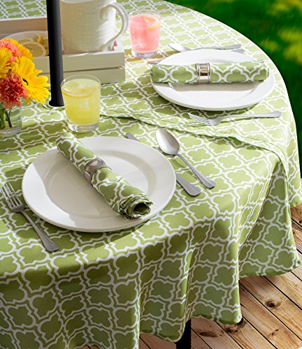 DII Green Lattice Outdoor Tabletop, Collection Stain Resistant & Waterproof, 60" Round w/Zipper, Green