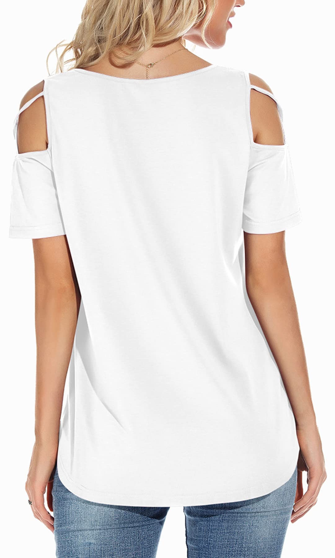 NILOUFO Women Cute Dressy Short Sleeve T Shirts Summer Casual Tunics Blouse Tops (02-White, Medium)
