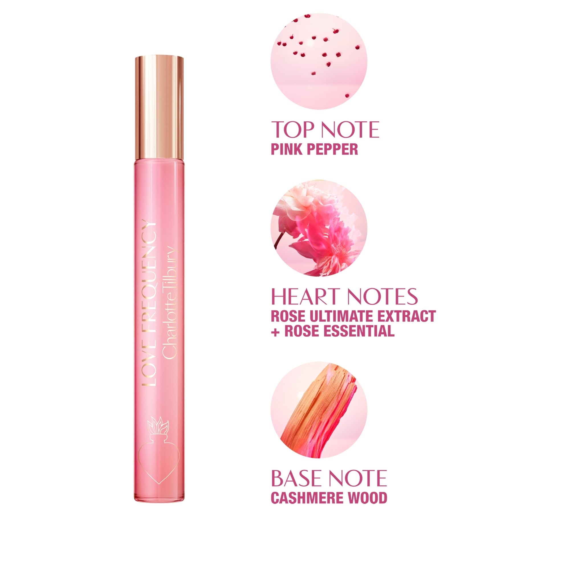 Charlotte Tilbury Love Frequency Eau De Parfum - Emotion-Boosting Floral Perfume Enriched with Naturally-Derived Oils - Long-Lasting Scent with Notes of Patchouli Musk & Rose (10ml)