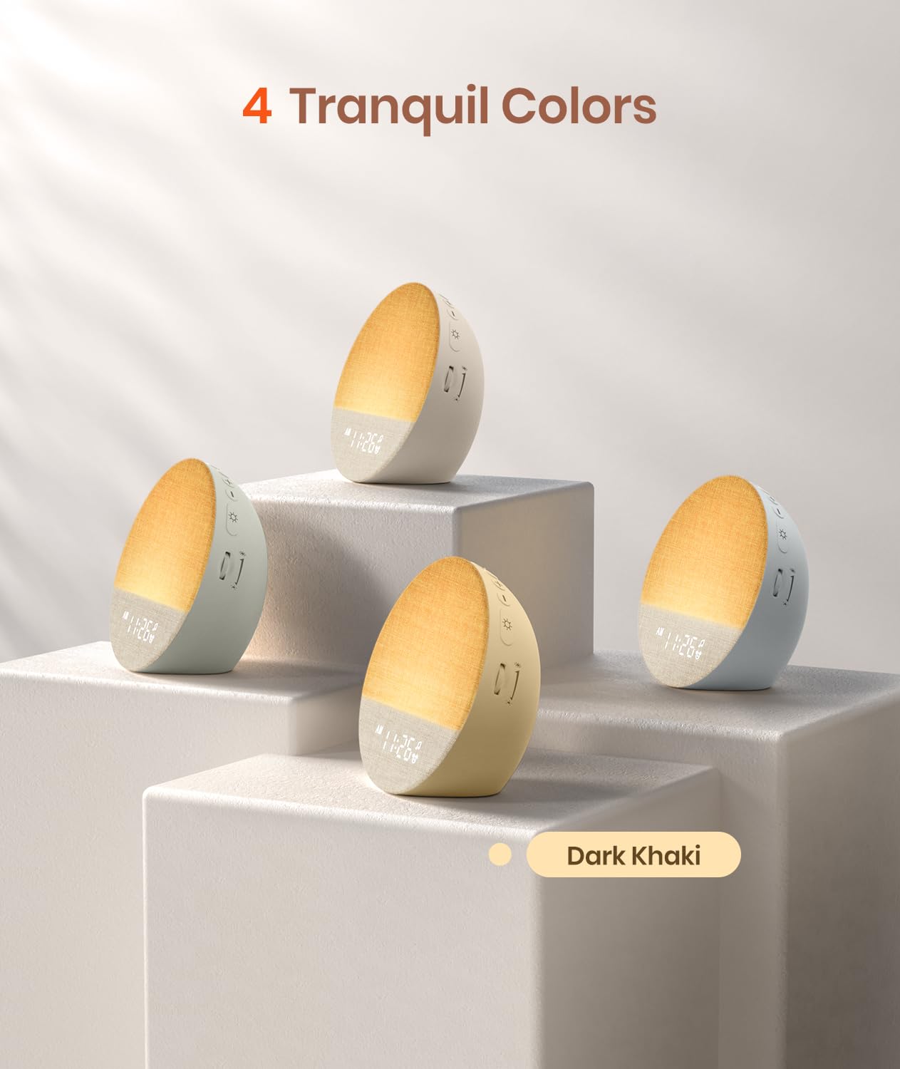 Dreamegg Sunrise 1 - Sunrise Alarm Clock, Sound Machine for Sleep, Customizable Sleep Routines, Dimmable Night Light, 29 Soothing Sounds, White Noise Machine, Wake Up Light for Bedrooms, Adults(Khaki)