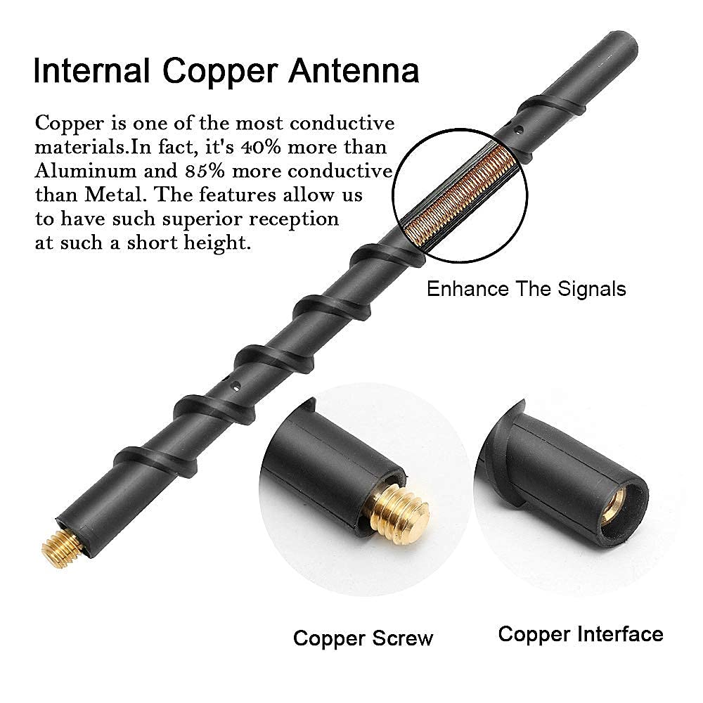 VOFONO 7 Inch Antenna Compatible with 2000-2021 Toyota Tundra Tacoma, Spiral Flexible Rubber Antenna Replacement