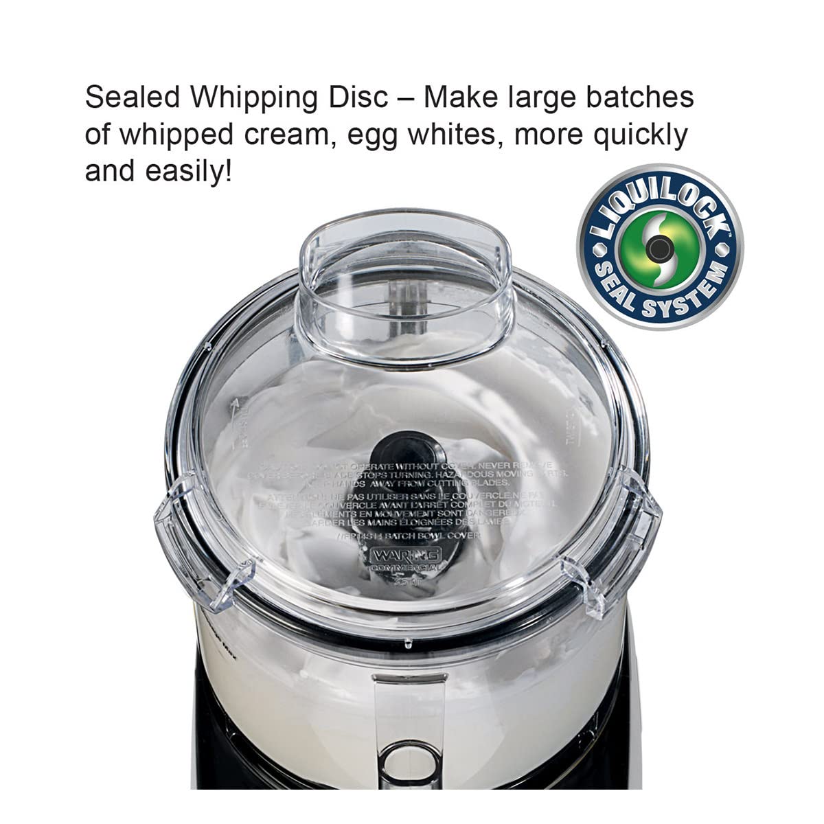 Waring Commercial WFP11SW 2.5 Quart Food Processor, 3/4 HP Motor, Low Profile Design, Patented LiquiLock Seal Bowl System, Includes Whipping Disc and a Standard S blade for Chopping, Pureeing, and Emulsyfying, 120V, 5-15 Phase Plug