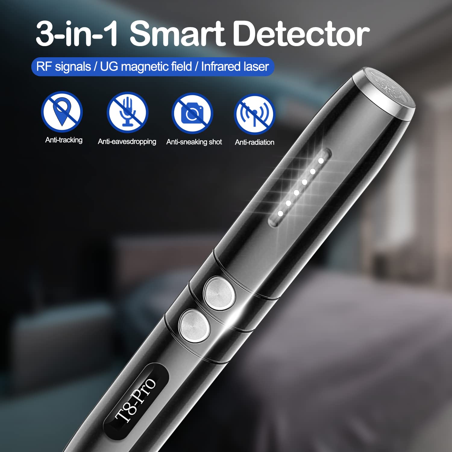 Newnik Hidden Camera Detectors, Camera Detector, Bug and Hidden Camera Detector, RF Wireless Signal Scanner, 4 Modes, 34H Working Time, 6 Levels Sensitivity