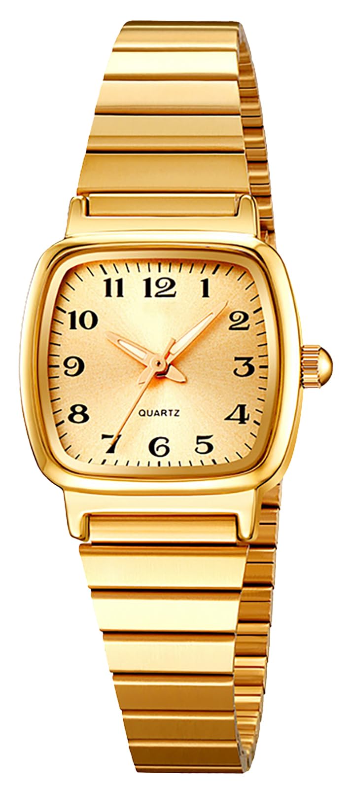 BESTKANG Fashion Women's Watches Waterproof Watch Easy to Read Stainless Steel Strap Quartz Square Watches for Women (Gold 1)