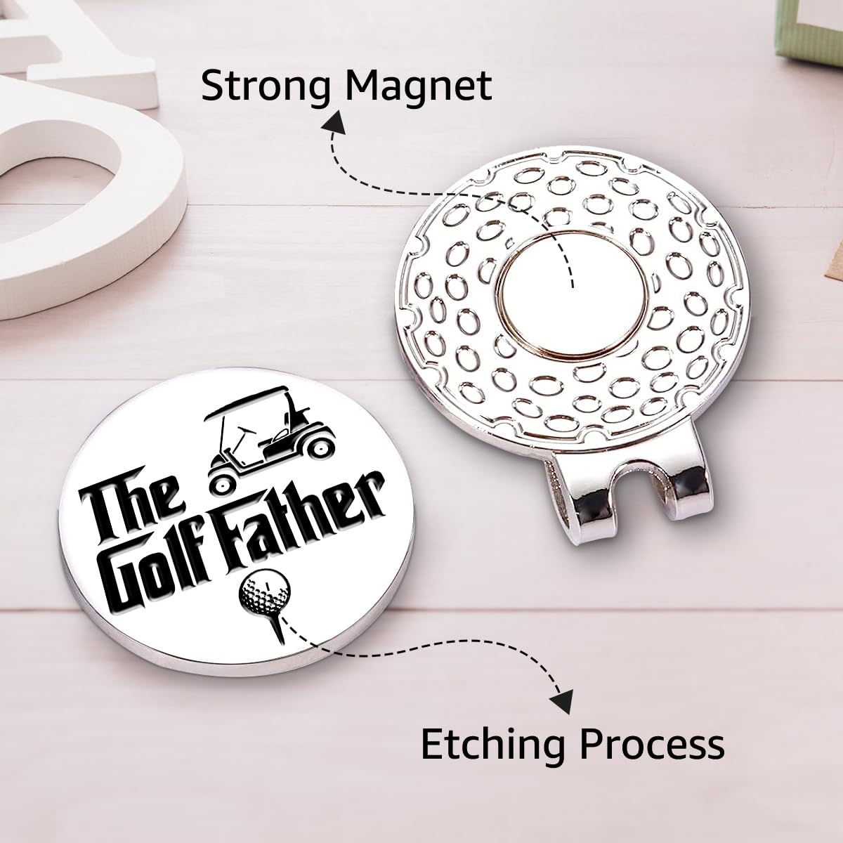 Hafhue The Golf Father Golf Ball Marker with Magnetic Hat Clip, Funny Golf Accessories and Golf Gifts for Men Dad Grandpa, Birthday for Golf Fan Golfer Golf Lovers