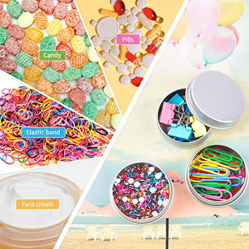 Aluminum Tin Cans, 24PCS 1/2 Oz Metal Round Containers Screw Lid Empty Small Storage Travel Tin Jars for Candles, Salve, Cosmetics, Spice