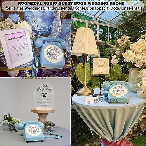 ROOMEDAL Audio Guest Book Wedding Phone, Record Customized Audio Message with Guest Book Retro Phone Audio GuestBook for Wedding Birthday Party Confession Audio Message Voicemail (Beige - Key)