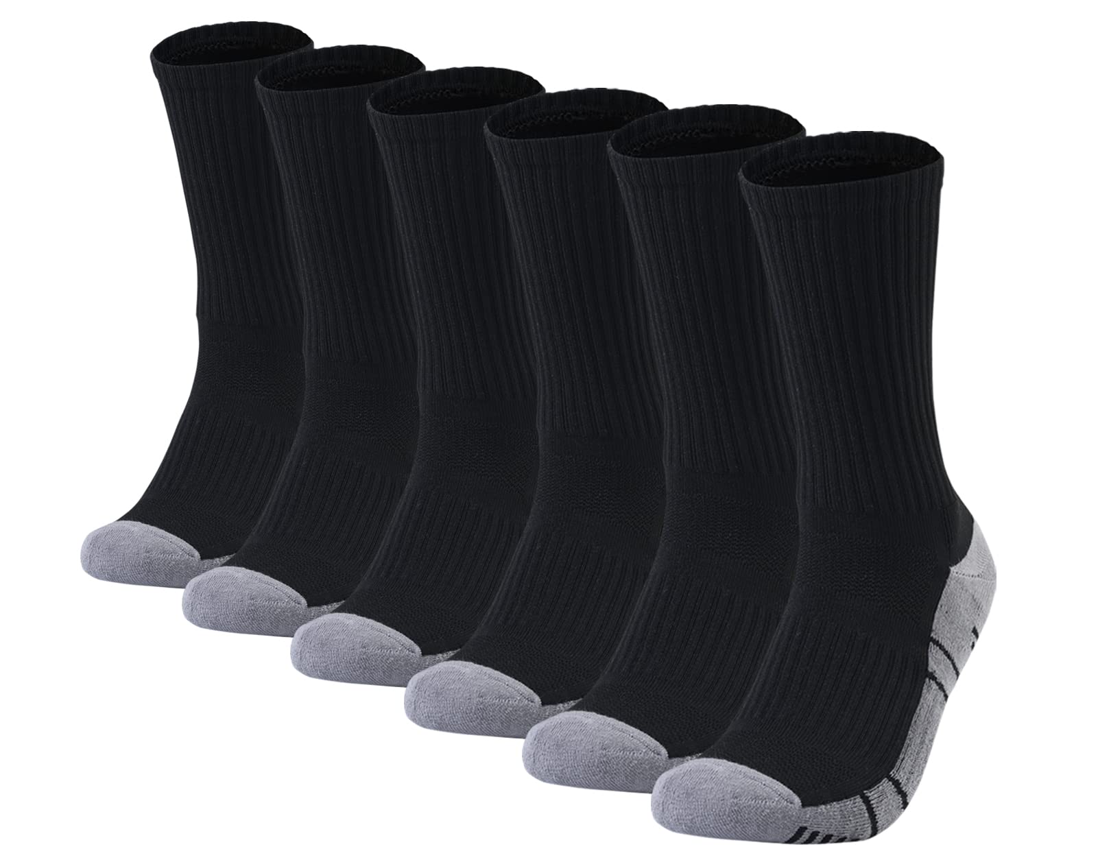 GAXIDES Compression Socks for Mens and Womens 3 Pairs Athletic Arch Support Crew Winter Warm Running Sports Socks for Hiking Outdoor Black L
