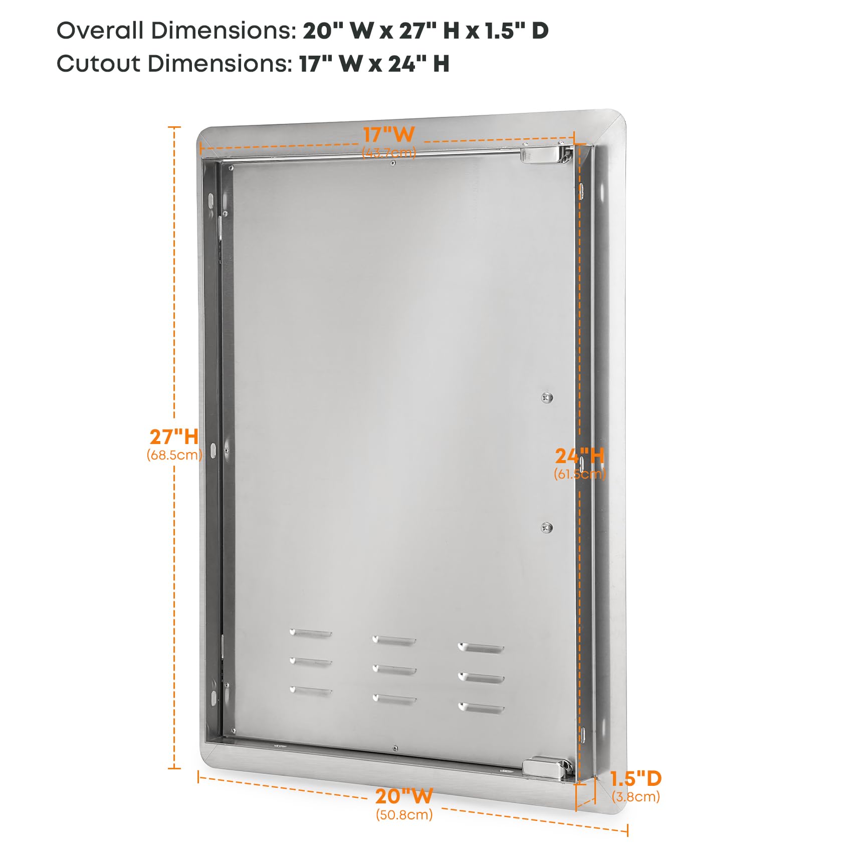 Stanbroil BBQ Access Door 20W x 27H Inch, Wood Grain Outdoor Kitchen Doors Wall Construction Single Vertical Door for Outside Kitchen, BBQ Island, Grill Station