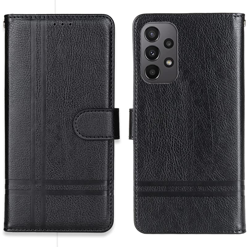 Mavis's Diary Compatible with Samsung Galaxy A23 5G Case Wallet for Men Women, Luxury PU Leather Folio Cover Shockproof Bumper Magnetic Flip Folding Book Case with Card Holder Kickstand (Black)
