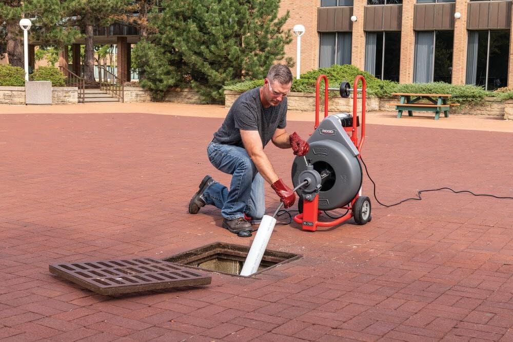 Ridgid 47047 K-750 Drum Machine with C-24 5/8 Inch x 100 Foot Drain Cleaning Cable and AUTOFEED Control, Drain Cleaning Machine